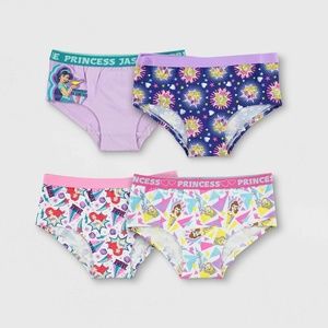 Girls' Disney Princess 4pk Hipster Briefs